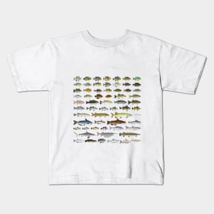 North America Freshwater Fish Group Kids T-Shirt